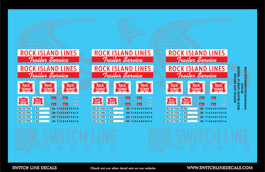 HO Scale Rock Island Lines Trailer Service Decal Set