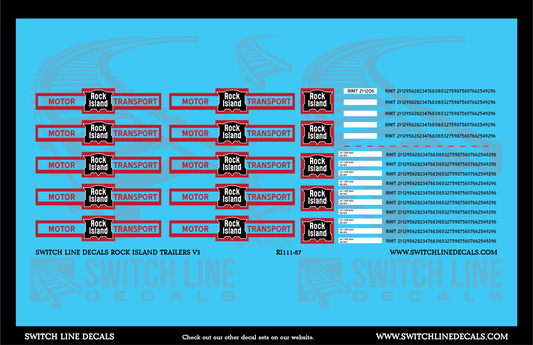 HO Scale Rock Island Tractor Trailers V3 Decal Set