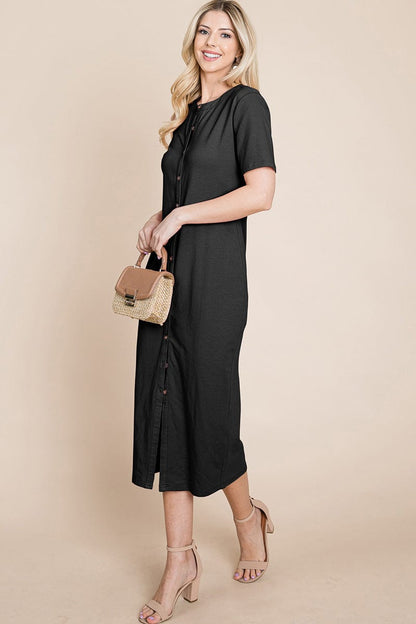 Everyday Button up Cotton Midi Shirt Dress by RolyPoly Apparel