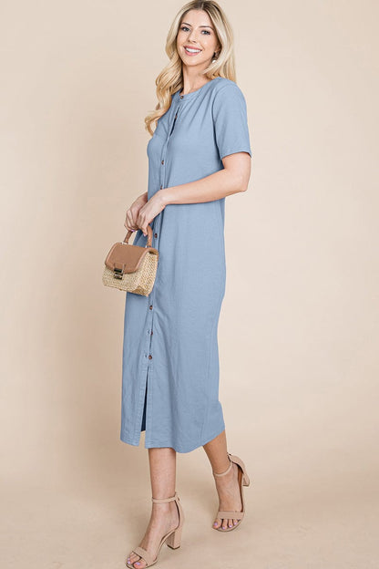 Everyday Button up Cotton Midi Shirt Dress by RolyPoly Apparel