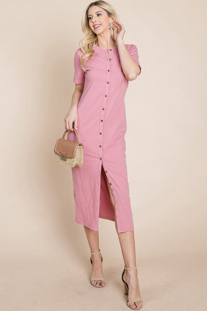 Everyday Button up Cotton Midi Shirt Dress by RolyPoly Apparel