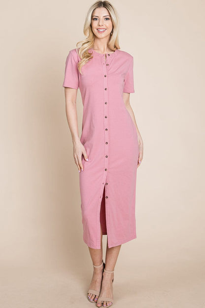 Everyday Button up Cotton Midi Shirt Dress by RolyPoly Apparel