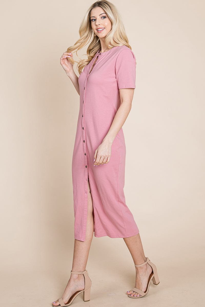 Everyday Button up Cotton Midi Shirt Dress by RolyPoly Apparel