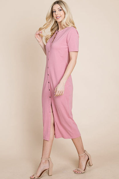Everyday Button up Cotton Midi Shirt Dress by RolyPoly Apparel