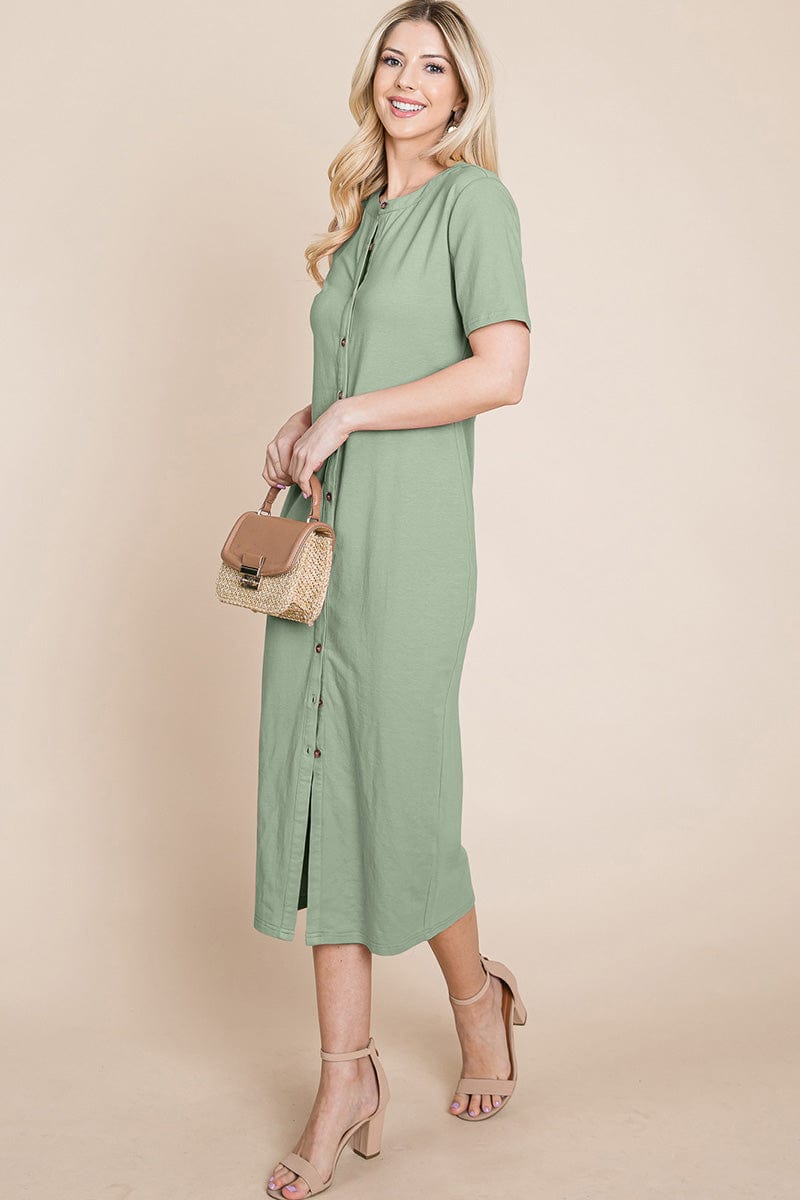 Everyday Button up Cotton Midi Shirt Dress by RolyPoly Apparel