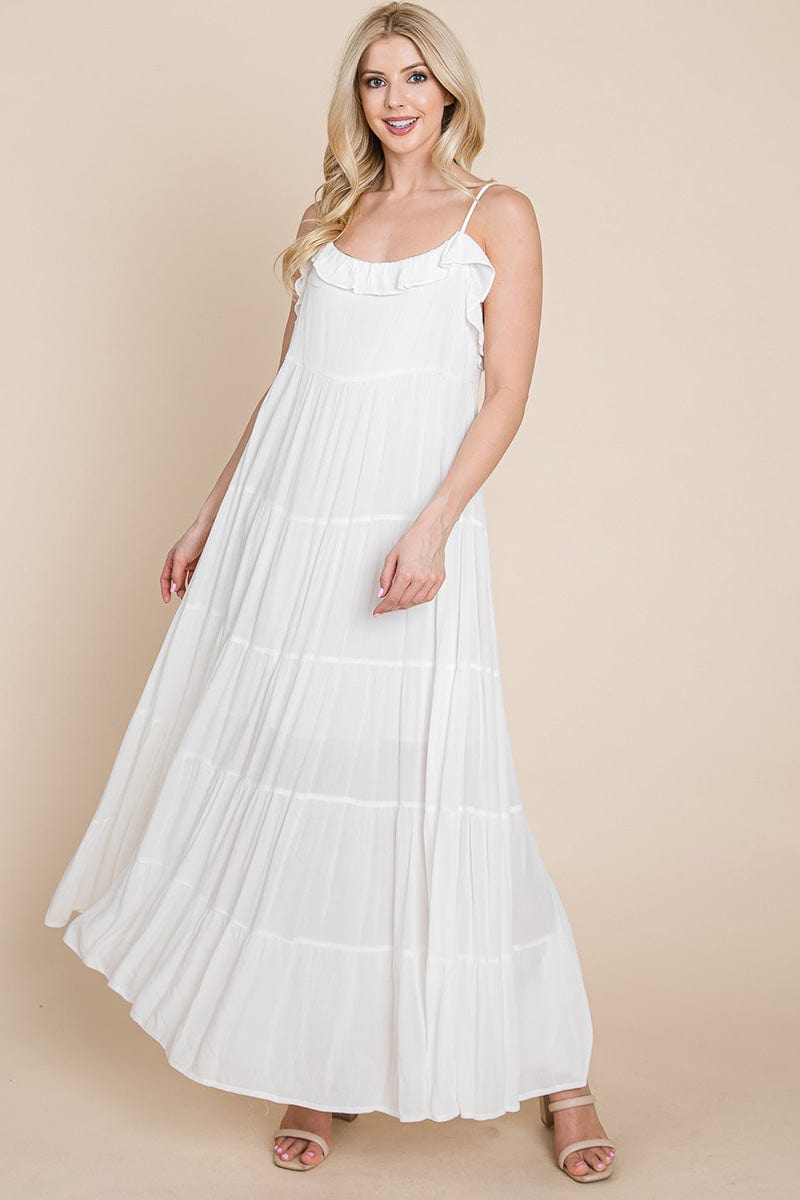 Tiered Tie Strap Cami Maxi Dress by RolyPoly Apparel