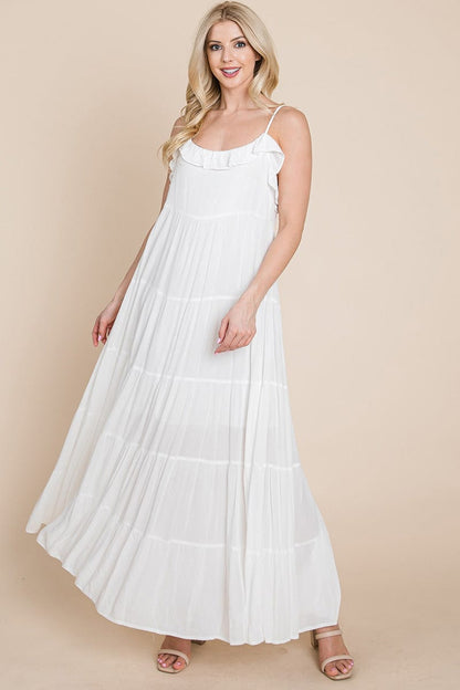 Tiered Tie Strap Cami Maxi Dress by RolyPoly Apparel