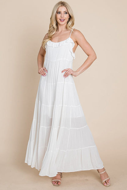 Tiered Tie Strap Cami Maxi Dress by RolyPoly Apparel