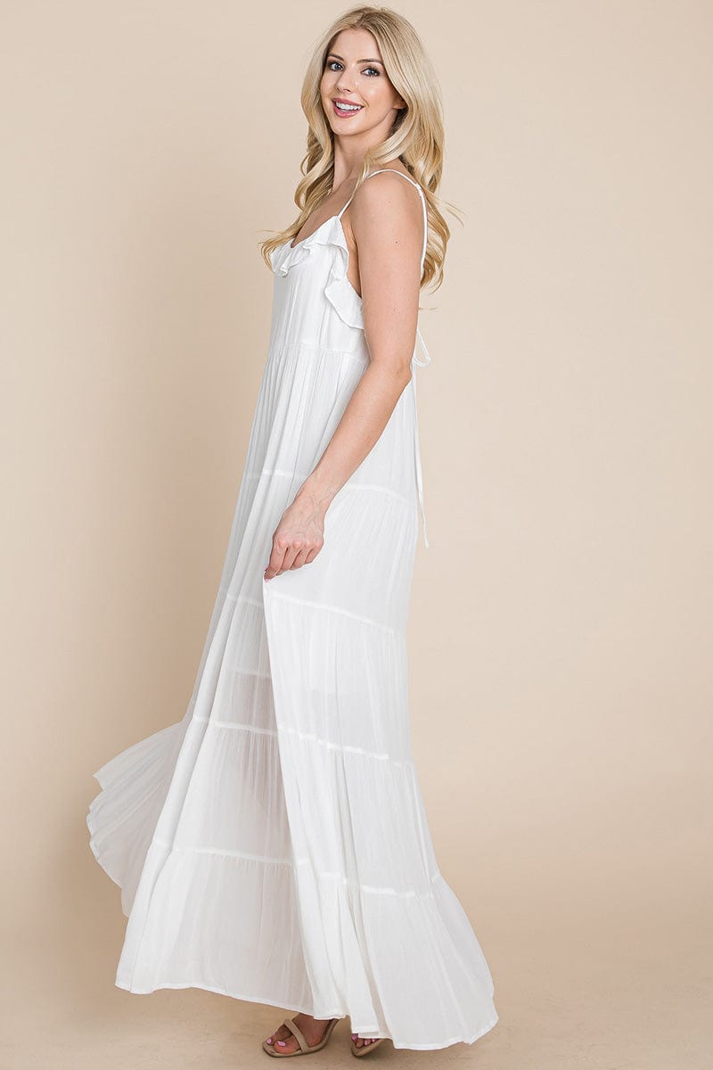 Tiered Tie Strap Cami Maxi Dress by RolyPoly Apparel