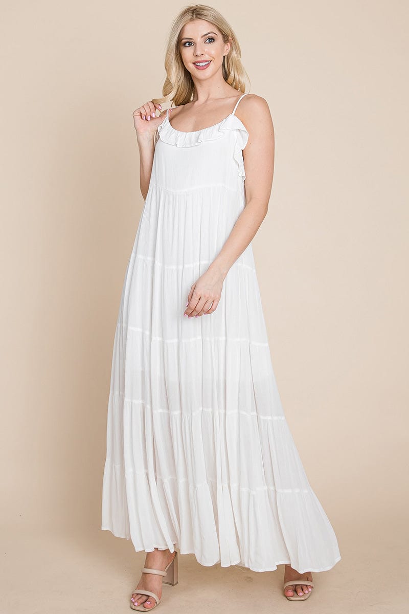 Tiered Tie Strap Cami Maxi Dress by RolyPoly Apparel