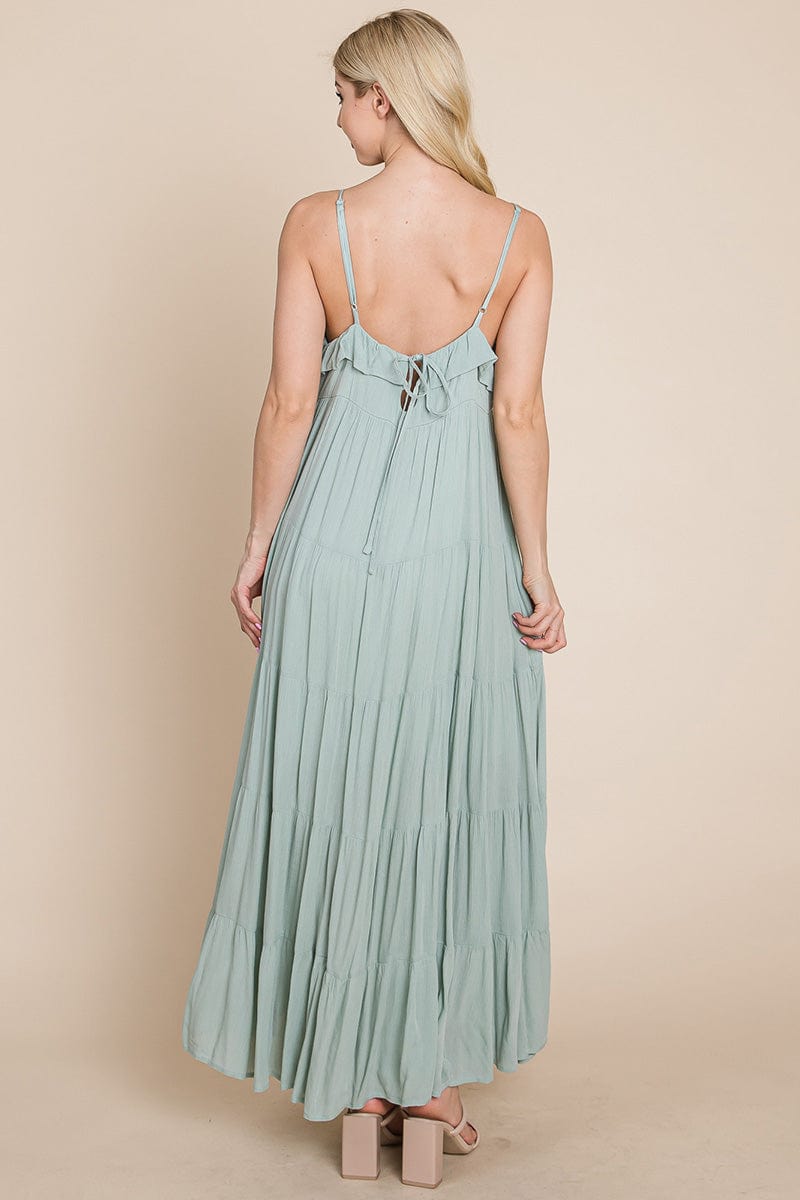 Tiered Tie Strap Cami Maxi Dress by RolyPoly Apparel