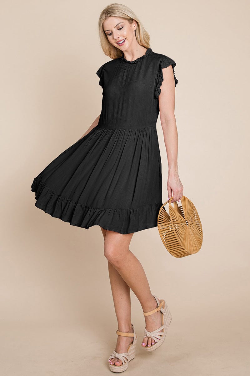 Ruffled Sleeveless Babydoll dress with pockets by RolyPoly Apparel