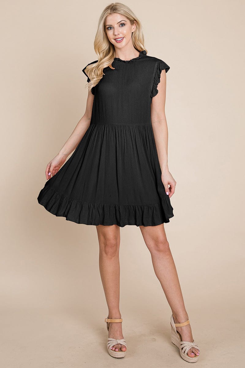Ruffled Sleeveless Babydoll dress with pockets by RolyPoly Apparel