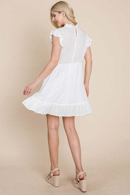 Ruffled Sleeveless Babydoll dress with pockets by RolyPoly Apparel