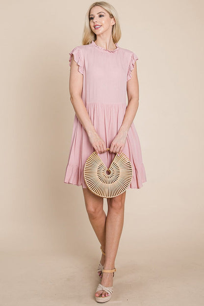 Ruffled Sleeveless Babydoll dress with pockets by RolyPoly Apparel