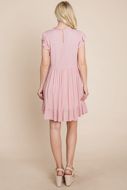 Ruffled Sleeveless Babydoll dress with pockets by RolyPoly Apparel