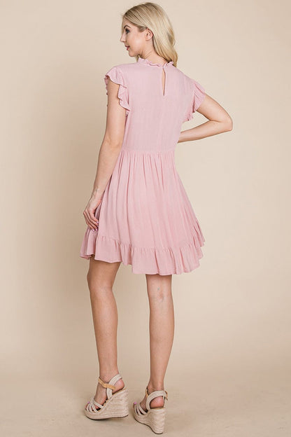 Ruffled Sleeveless Babydoll dress with pockets by RolyPoly Apparel