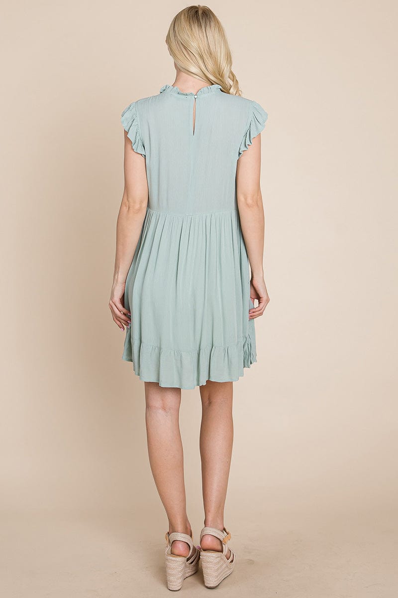 Ruffled Sleeveless Babydoll dress with pockets by RolyPoly Apparel