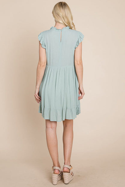 Ruffled Sleeveless Babydoll dress with pockets by RolyPoly Apparel