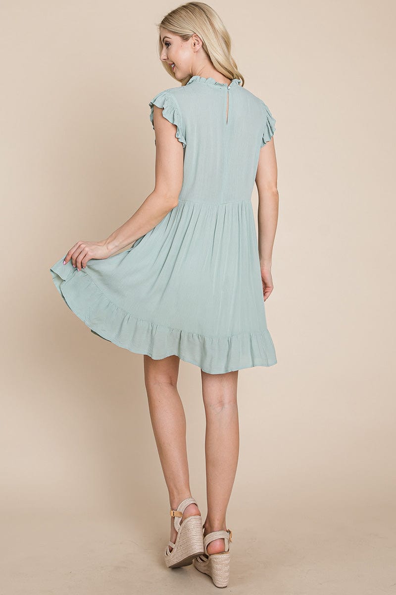Ruffled Sleeveless Babydoll dress with pockets by RolyPoly Apparel
