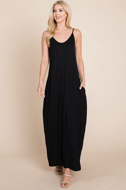 Light Cami Strap Pocketed Jersey Maxi Dress by RolyPoly Apparel