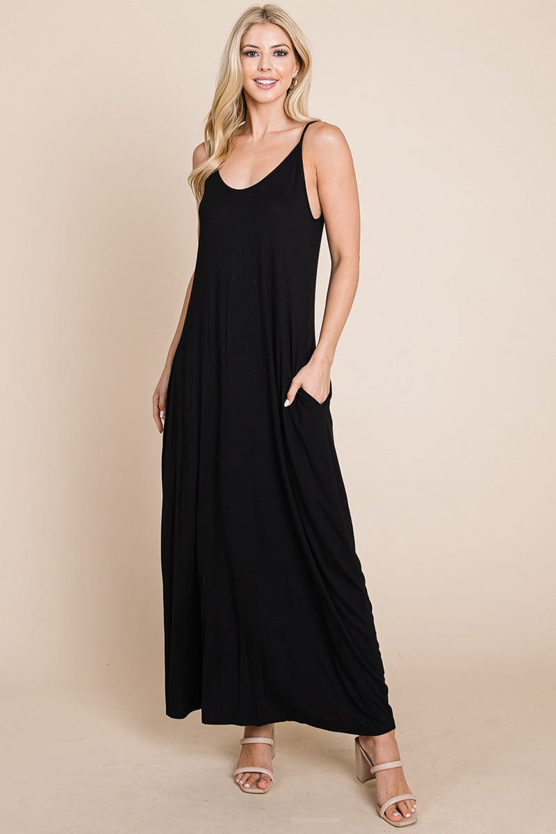 Light Cami Strap Pocketed Jersey Maxi Dress by RolyPoly Apparel