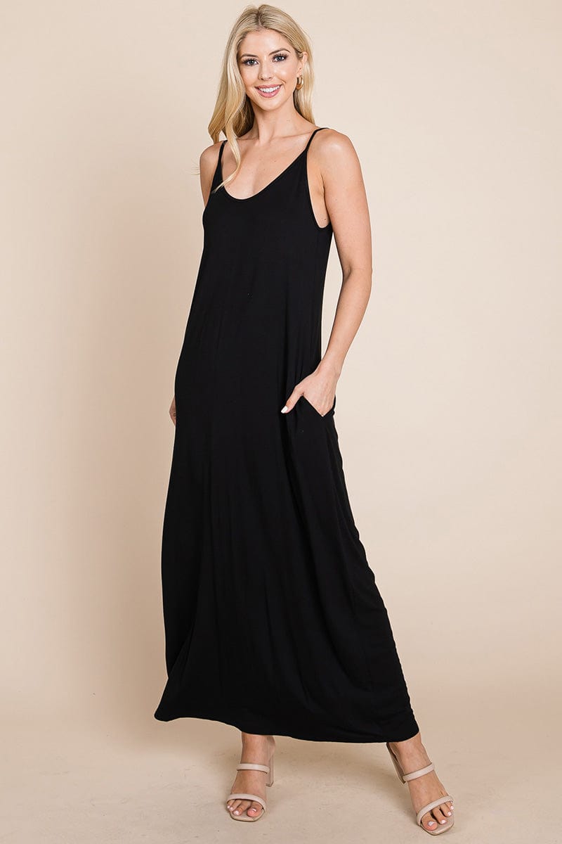 Light Cami Strap Pocketed Jersey Maxi Dress by RolyPoly Apparel