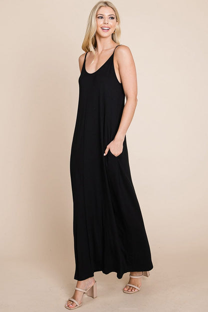 Light Cami Strap Pocketed Jersey Maxi Dress by RolyPoly Apparel