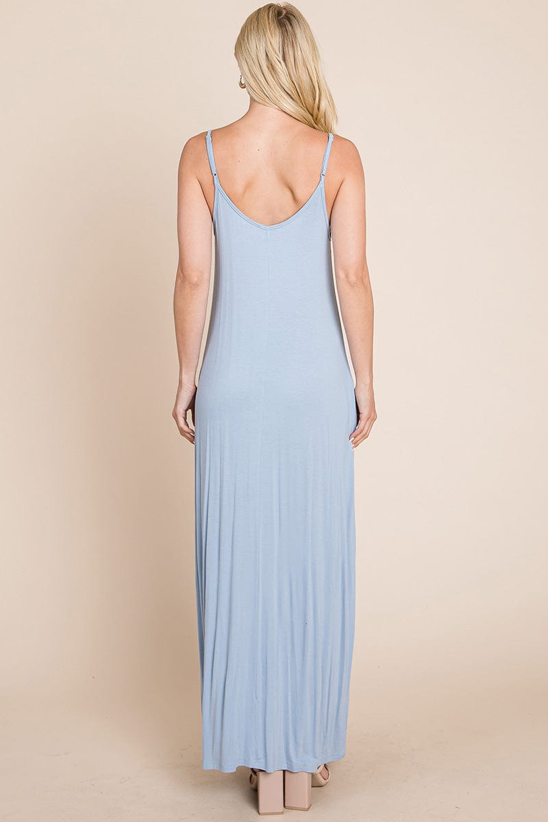 Light Cami Strap Pocketed Jersey Maxi Dress by RolyPoly Apparel