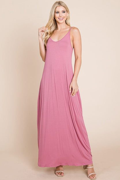 Light Cami Strap Pocketed Jersey Maxi Dress by RolyPoly Apparel