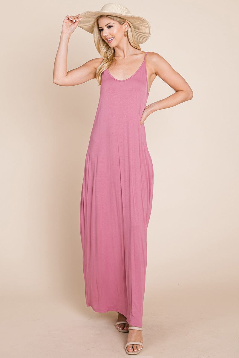 Light Cami Strap Pocketed Jersey Maxi Dress by RolyPoly Apparel