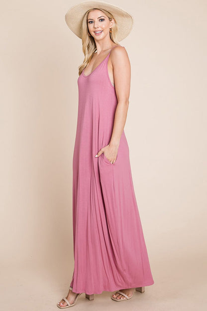 Light Cami Strap Pocketed Jersey Maxi Dress by RolyPoly Apparel