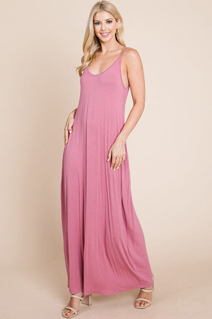 Light Cami Strap Pocketed Jersey Maxi Dress by RolyPoly Apparel