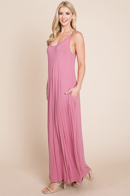 Light Cami Strap Pocketed Jersey Maxi Dress by RolyPoly Apparel
