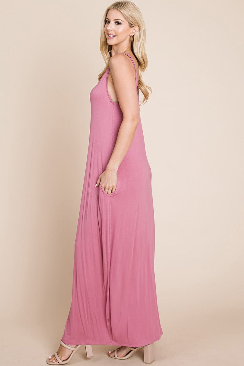 Light Cami Strap Pocketed Jersey Maxi Dress by RolyPoly Apparel