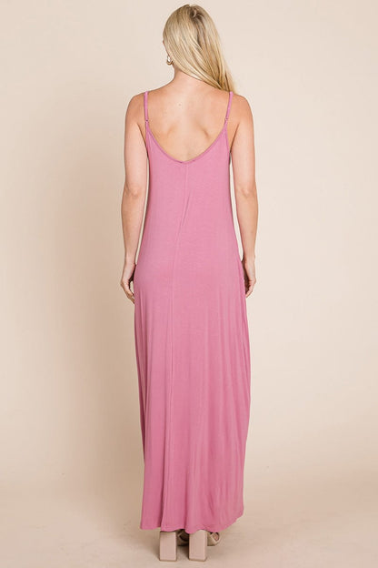Light Cami Strap Pocketed Jersey Maxi Dress by RolyPoly Apparel
