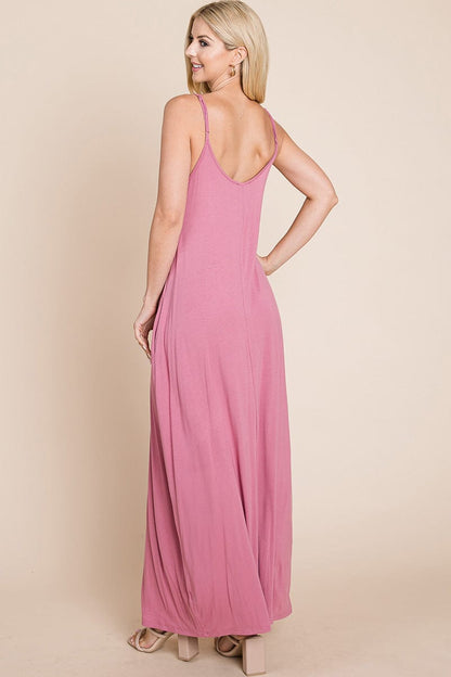Light Cami Strap Pocketed Jersey Maxi Dress by RolyPoly Apparel