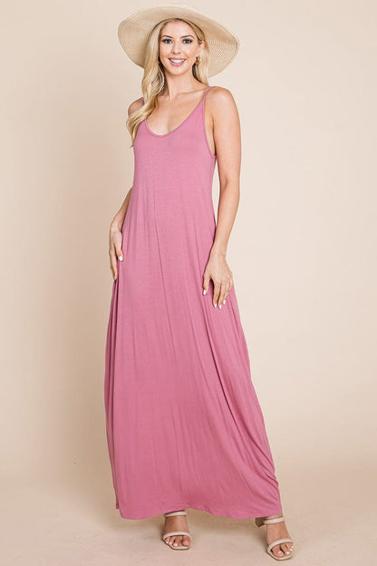 Light Cami Strap Pocketed Jersey Maxi Dress by RolyPoly Apparel