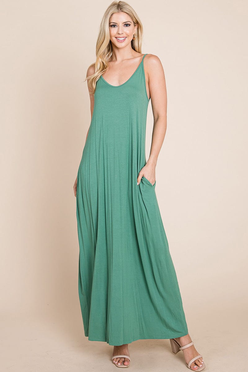 Light Cami Strap Pocketed Jersey Maxi Dress by RolyPoly Apparel