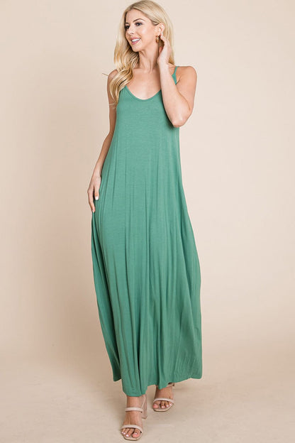 Light Cami Strap Pocketed Jersey Maxi Dress by RolyPoly Apparel