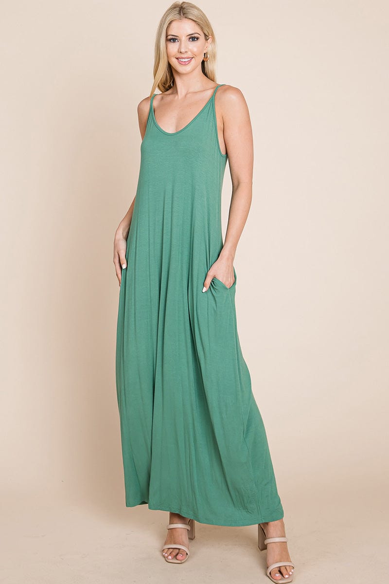 Light Cami Strap Pocketed Jersey Maxi Dress by RolyPoly Apparel