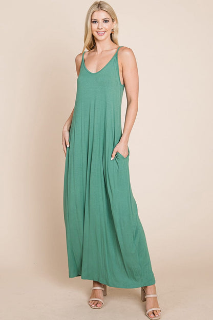 Light Cami Strap Pocketed Jersey Maxi Dress by RolyPoly Apparel