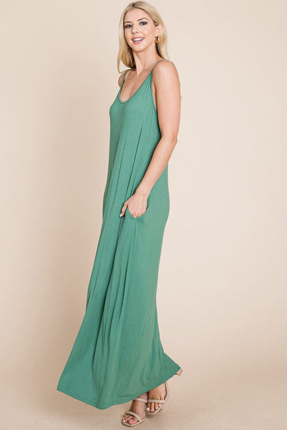 Light Cami Strap Pocketed Jersey Maxi Dress by RolyPoly Apparel