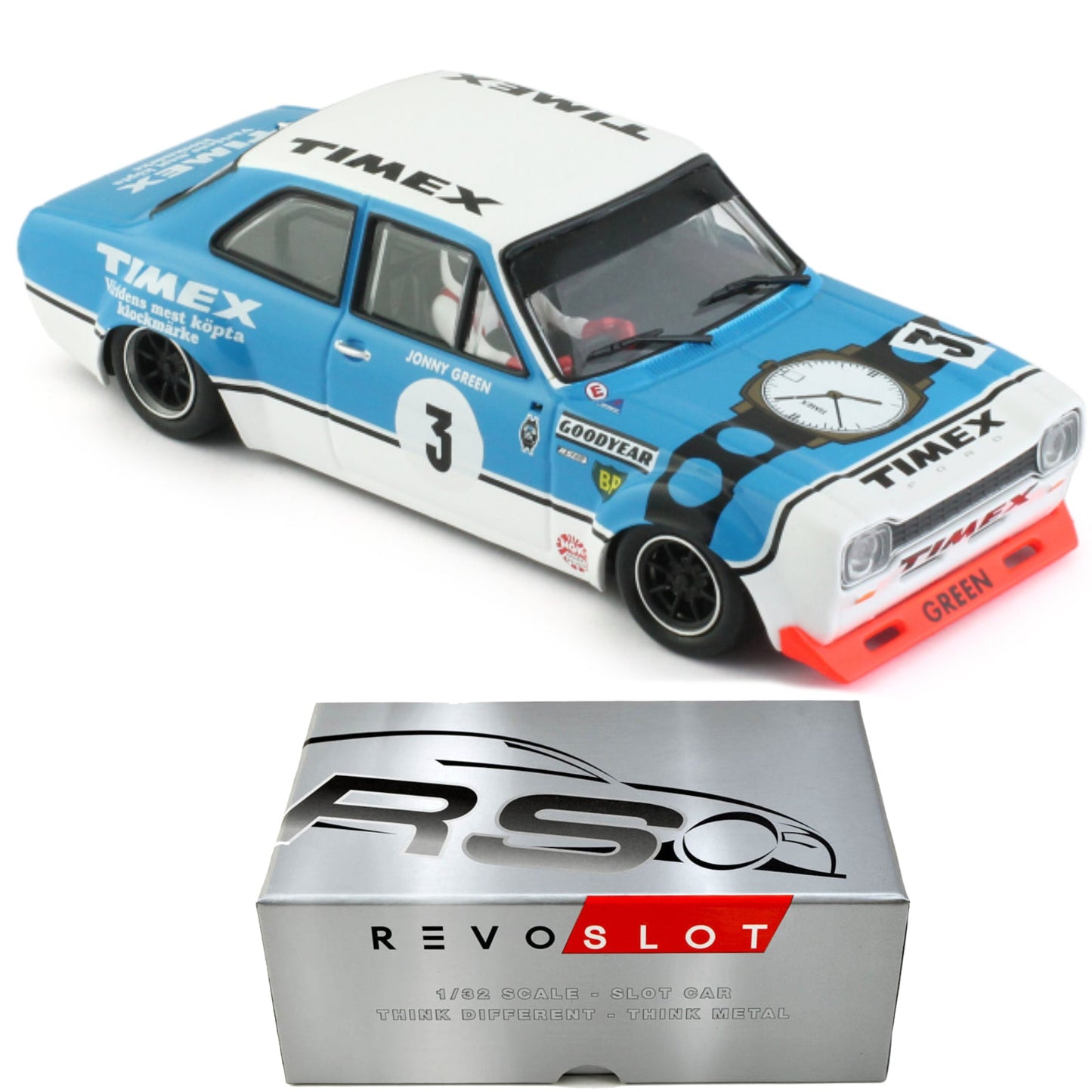 Revoslot Ford Escort MkI Timex STCC 1972 Jonny Green Revo 1/32 Slot Car RS0243