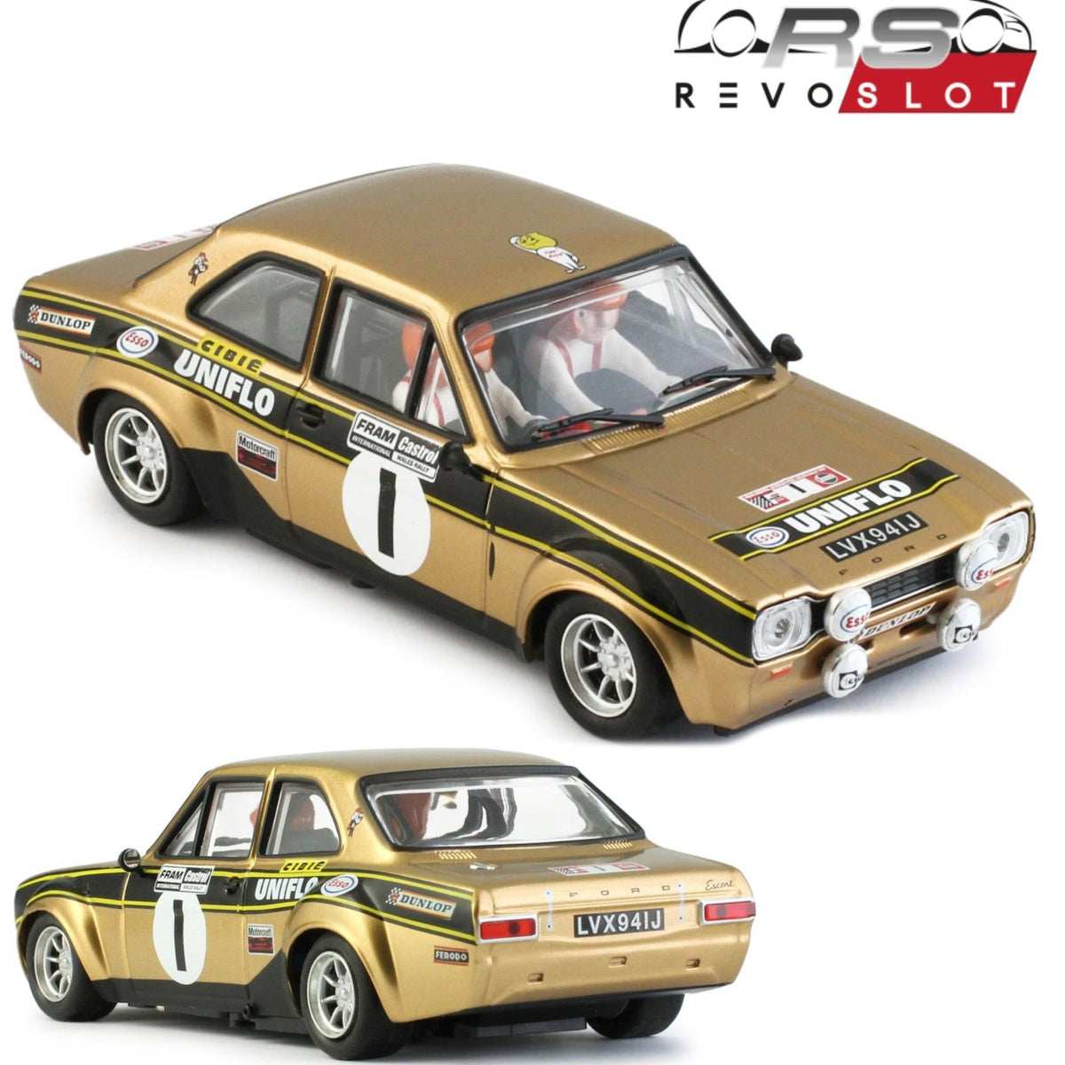 Revoslot Ford Escort MK1 Esso Uniflo Welsh Rally 1972 Winner 1/32 Slot Car RS0306