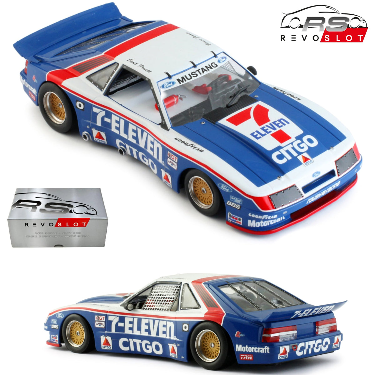 Revoslot Ford Mustang GTO 7-Eleven Sebring 12 Hours 1986 1/32 Slot Car RS0317