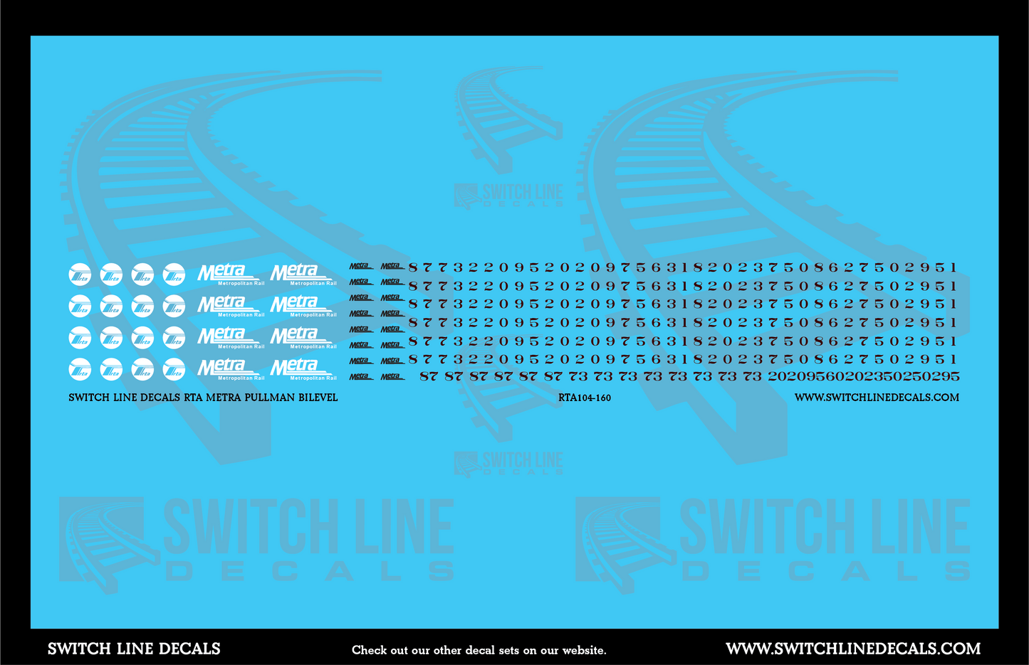 N Scale RTA/Metra Patch Pullman Bilevel Decal Set