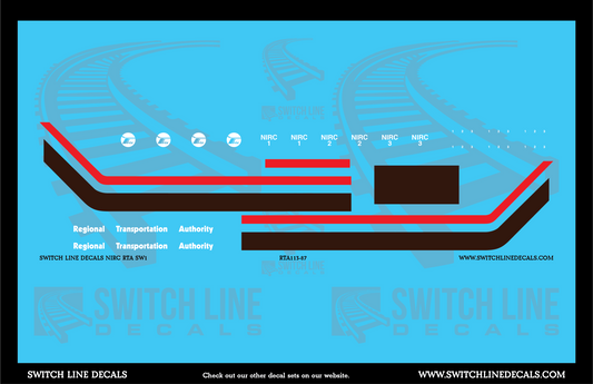 HO Scale NIRC RTA SW1 Locomotive Decal Set