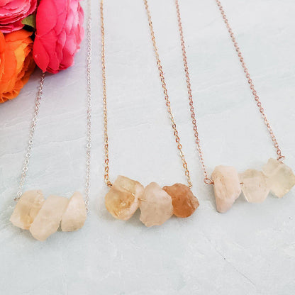 Raw Yellow Citrine Bar Necklace by Salt and Sparkle