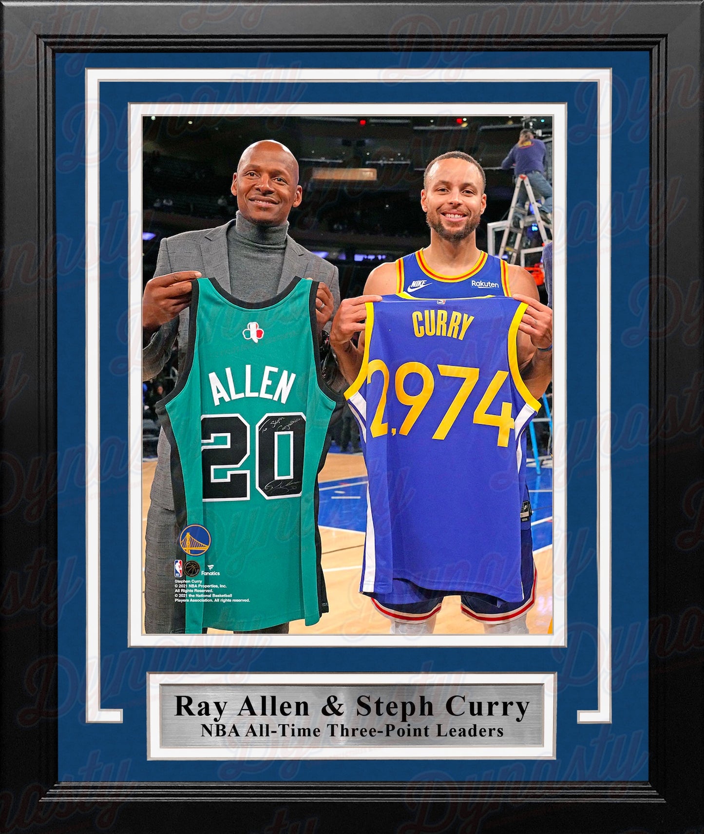 Ray Allen & Steph Curry 3-Point Record-Breaking Celebration 8" x 10" Framed Basketball Photo